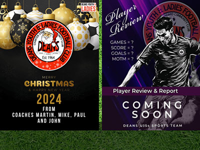 Football Club Graphics - Deans Youth & Ladies football Club Xmas Greetings poster and Player review